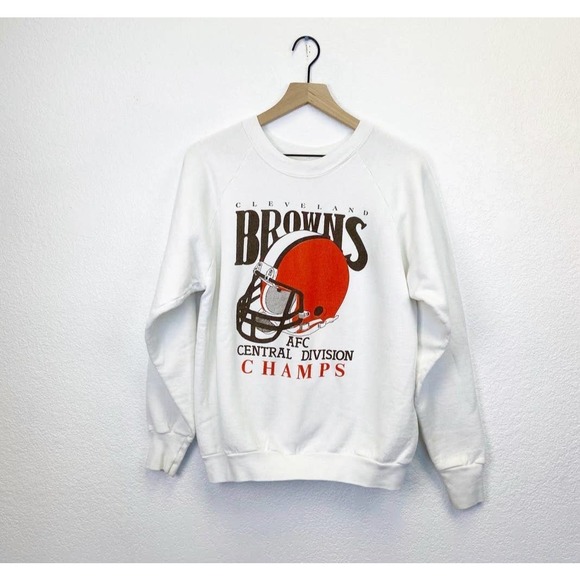 Vintage Other - Vintage Cleveland browns white crewneck pullover sweatshirt football large